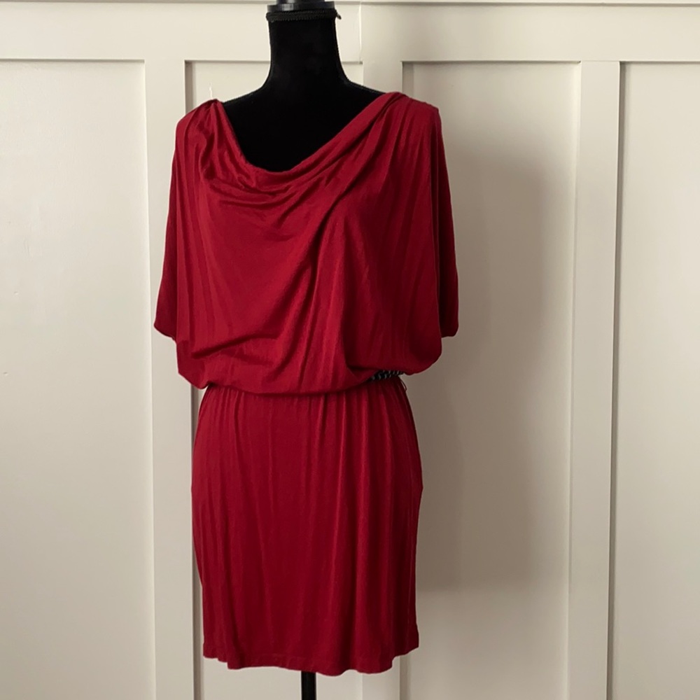 Max Studio red cotton T-shirt dress